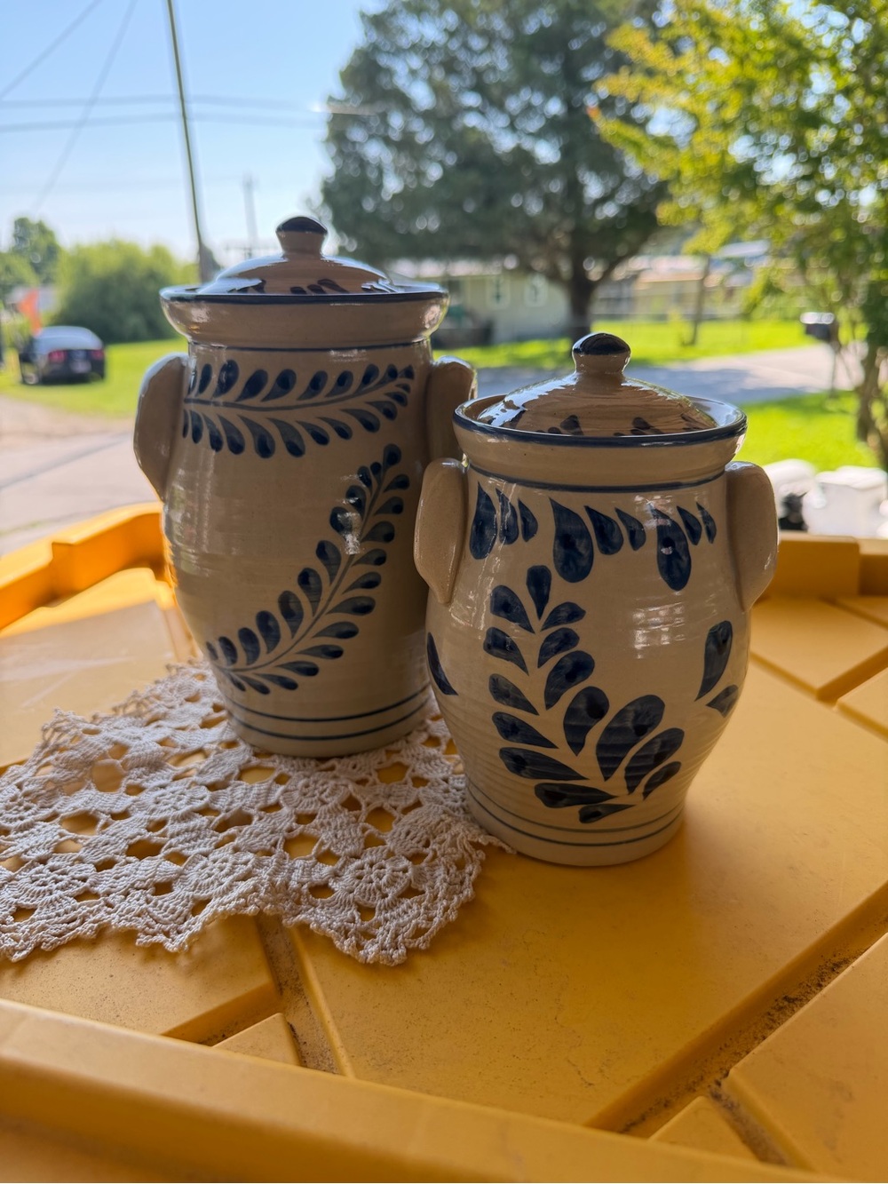Cracker Barrel Pottery Canister Set